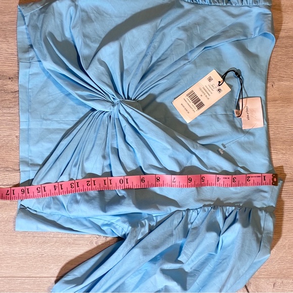 Cinq A Sept NWT Celeste Light Blue Puff Sleeve Crop Top medium - Picture 7 of 9